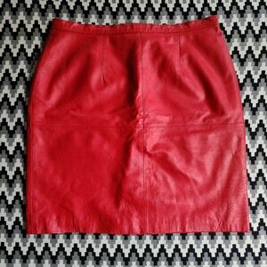 Vintage Genuine Leather Pencil Skirt
